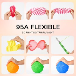 AMOLEN 95A TPU 3D Printer Filament 1.75mm, High Hardness & Resilience TPU Transparent Red Filament, 1KG Flexible 3D Filament, Dimensional Accuracy +/- 0.02mm, Suitable for Most FDM 3D Printers