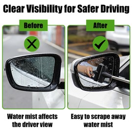 WSSROGY Side Mirror Squeegee Wiper, Retractable Car Rearview Mirror Wiper, Side Mirror Squeegee for Rainy Foggy Weather (Black, 2 Pcs)