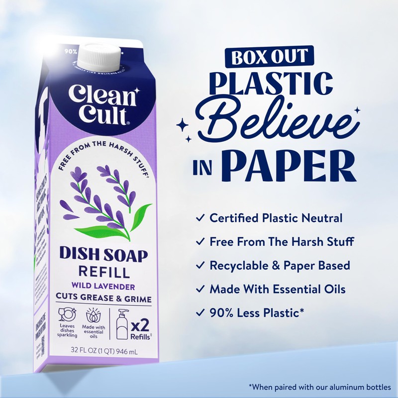 Cleancult Dish Soap Liquid Refills (32oz, 3 Pack) - Plant