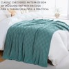 YIRUIO 100% Pure Cotton Knit Throw Blankets 3D Checkered Pattern
