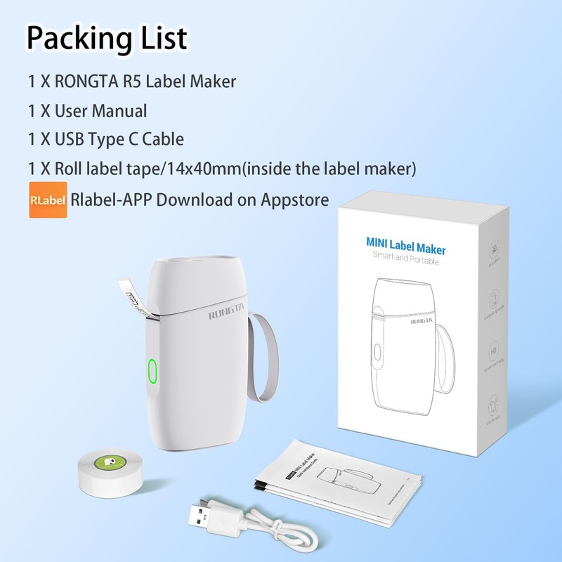 Rongta Mini Label Maker Machine with Tape Bluetooth Sticker Printer