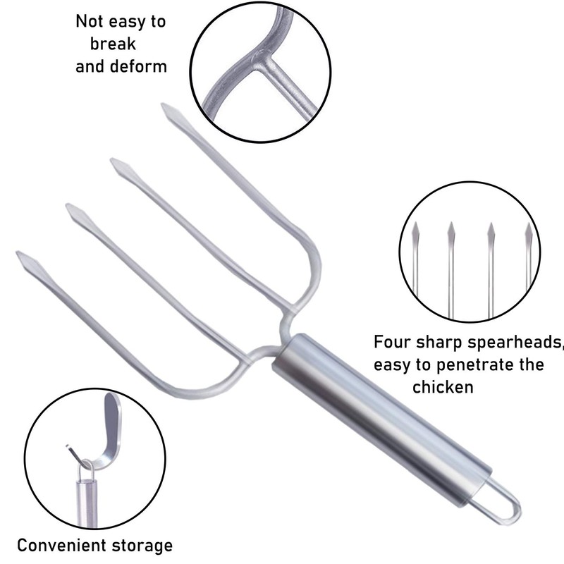 Stainless Steel Poultry Lifters Set of 2.Meat Fork, Roaster Poultry