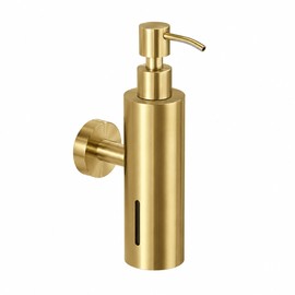 250ML Soap Dispenser for Bathroom - Wall-Mounted Brushed Stainless Steel Manual Pump for Hotel, Kitchen and Restroom Use Gold