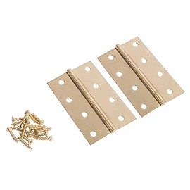 2X Brass 100mm Steel Butt Hinges - Polished Metal Left Right Internal External Door Fitting - by Blackspur