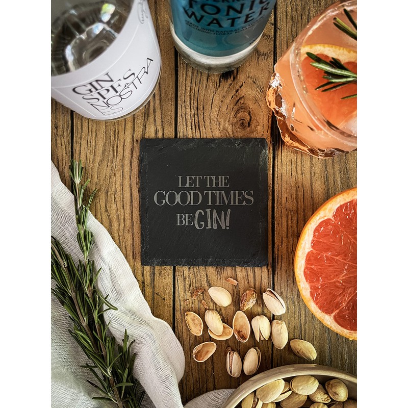 Slate Coaster Set (4 Pieces) for Gin with Gin Sayings
