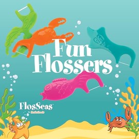 SmileGoods FlosSeas Flossers, hilo dental envuelto individualmente, hilo dental en forma de animal marino para niños, caja de 200 unidades