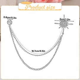 Rhinestone Star Brooch for Women Men Brooches Lapel Pin for Suit Crystal Snowflake Brooch Pin for Women Crystal Lapel Pin Badge Hanging Tassel Chains Collar Brooches for Party Ceremony Banquet