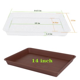 VUWEZ Plant Growing Trays 4 Pack, Plant Tray, 14.5"x11", Heavy Sturdy Plastic Plant Saucer Seed Trays, Seedling Starter Tray, Plant Drip Trays for Indoors, Seed Starter Growing Tray (Chocolate)