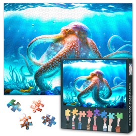 1000 Piece Jigsaw Puzzle for Adults Octopus Swimming at Pacific Ocean Rompecabezas Para Adultos Challenging Puzzles for Home Decor 50Xx70cm - Octopus Imitates Human Walking