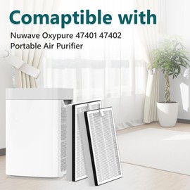 FCFMY 4 Pcs/ 2 Sets HEPA/Carbon Replacement Filter for NuWave OxyPure Portable Air Cleaner Purifier 47401 47402 47404 for Large Room up to 1361 Sq Ft with Double-Sided Air Intake, Part # H5P3