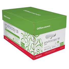 Office Depot - Copy Paper - EnviroCopy 30 Paper, 20 lb, 30% Recycled, Fsc Certified White - Paper - 18.25" x 11.75" x 10.12" - White