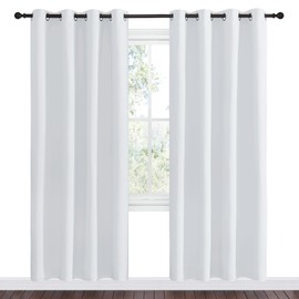 NICETOWN NICETOWN Room Darkening Curtains for Living Room - Easy Care Solid Thermal Insulated Grommet Room Darkening Curtains/Panels/Drapes for Bedroom (2 Panels, 55 by 78, Greyish White)
