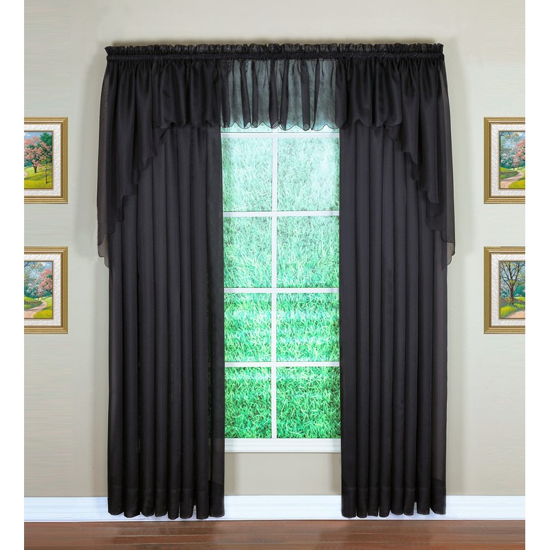 Today's Curtain Emelia Original Voile Valance 14", Black, 60" W