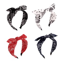 Aushamtai 4PCS Bow Boho Headbands for Women