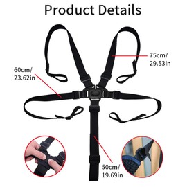QOCUILC High Chair Safety Belt, 5-Point Harness for Babies, Adjustable and Durable, Replacement Safety Belt for High Chair, Pushchair & Pram, Multifunctional and Comfortable, 25 cm Long Straps