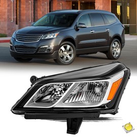 Aosky Headlight Assembly Compatible with 2013-2017 Chevy Traverse Factory Halogen Type OE Style Replacement Chrome Housing Headlamp Left Driver Side LH