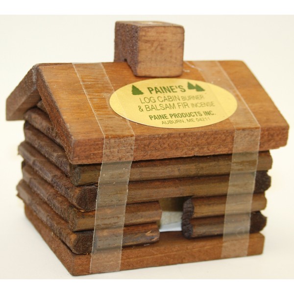 Small LOG Cabin Incense Burner 2.5"x3.5" Comes with 10 Balsam Fir Logs Paine's