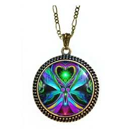 Large Twin Flame Necklace, Angel Pendant, Wearable Art "Unconditional Love"