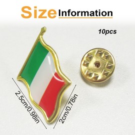 XPEX Pack of 10 Badges Pin Italy Flag Pin Small Flags Button Pins Italy Badges Pins Pin Badge, black