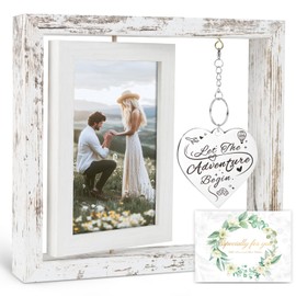 PIKPEOD Engagement Gifts for Couples Newly Engaged, Let the Adventure Begin Rotating Floating Picture Frame 4x6, Wedding Bridal Showers Gifts for Newlyweds Women Her Him Best Friends Unique 2025