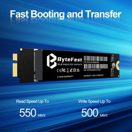 ByteFest SSD 480GB Upgrade for Apple MacBook Air A1369 (EMC 2392/2469) A1370 (EMC 2393/2471) 2010-2011 (MacOS Pre-Installed)