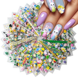 Rabbit Egg Nail Art Sticker Colorful Nail Decals Cartoon Nail Stickers Self Adhesive with Design Easter Nails Charm for Women Kids DIY Manicure Decoration Supplies 30 Sheets