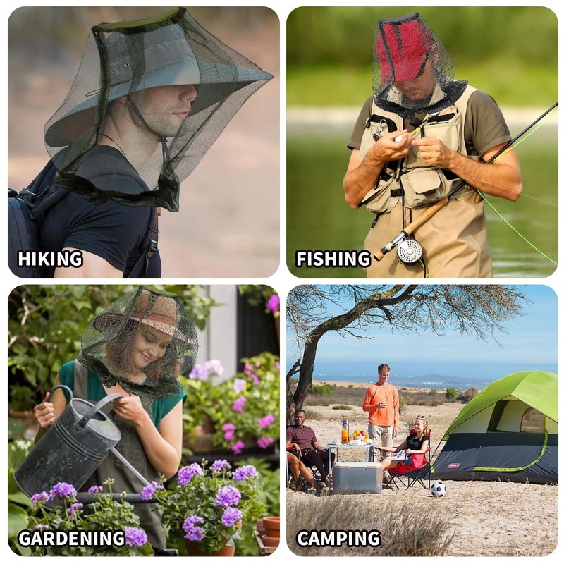 4PCS Mosquito Head Net, Extra Fine Holes Face Mesh Mosquito