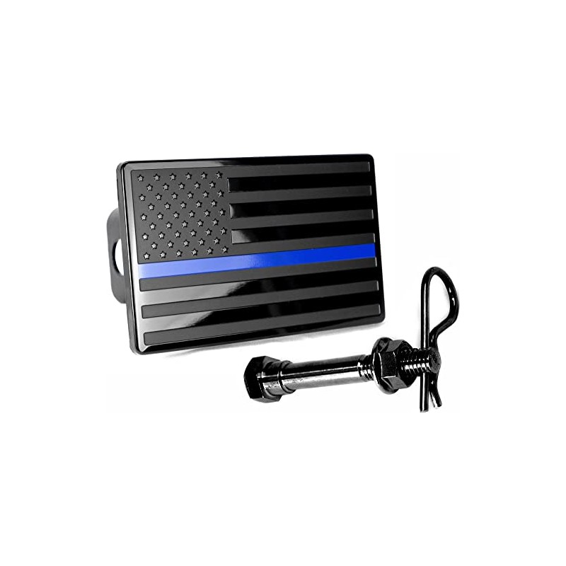 5"x3" American Black Flag Metal Hitch Cover (Fits 2" Receiver,