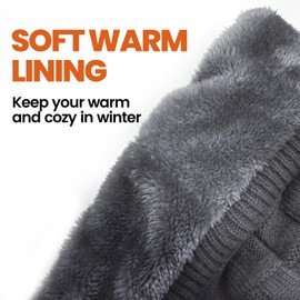 InnoSpring Men's Winter Hat, Heat Retaining Winter Hat, Windproof Knitted Hat, Fleece Hat, Heat Retaining Shieldless Men's Hat with Wool Lining, gray