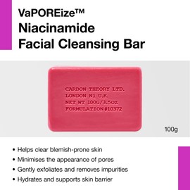 Carbon Theory Niacinamide Face Wash Bar - Pore Cleanser & Blackhead Remover - Facial Cleansing Bar with Citric Acid - Vegan Face Wash for Acne Prone Skin & Blemish Prone Skin - VaPOREize, 80g