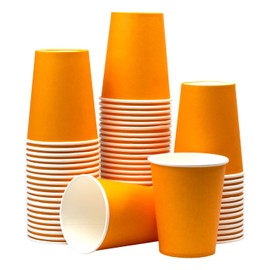 Yuxitia Disposable Paper Cups, 60 Pack Orange Paper Cups for DIY, Wedding, Party, Picnic, BBQ, Travel and Events, 8 Ounce, Orange