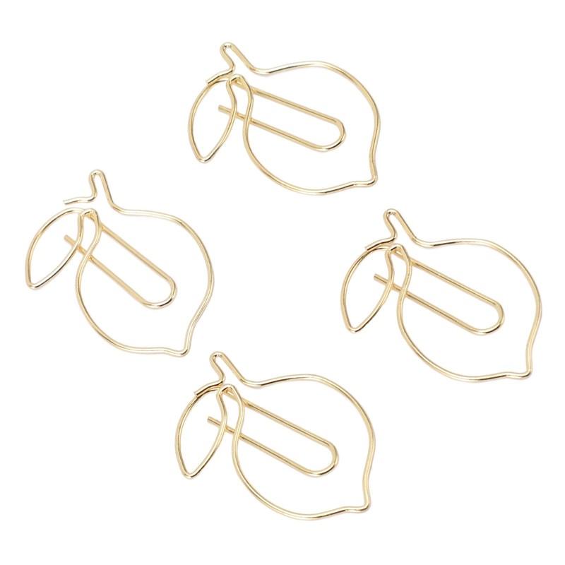 Pack of 100 Paper Clips, Cute Lemon Design Golden Bookmark
