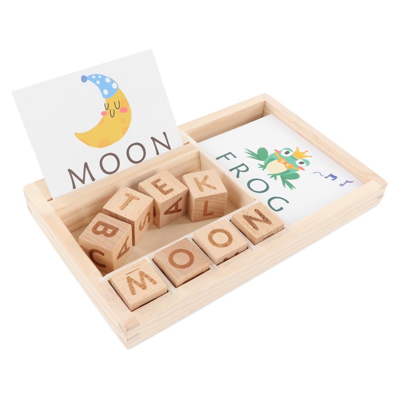 ABC Building Blocks English Letters 8 Blocks 30 Cards Wooden