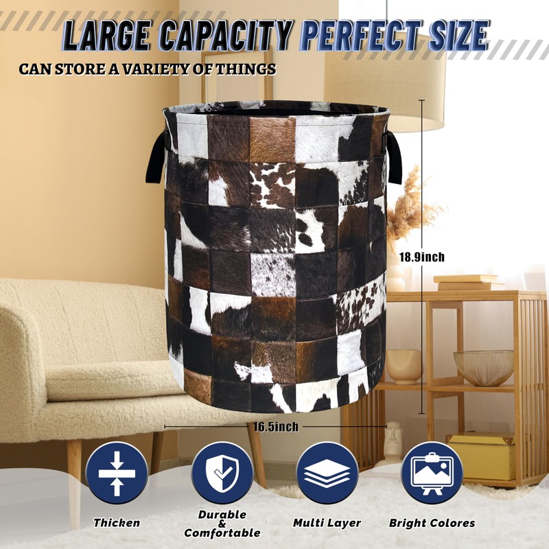 Personalise Cow Print Laundry Basket Oxford Cloth Animal Cowhide Laundry