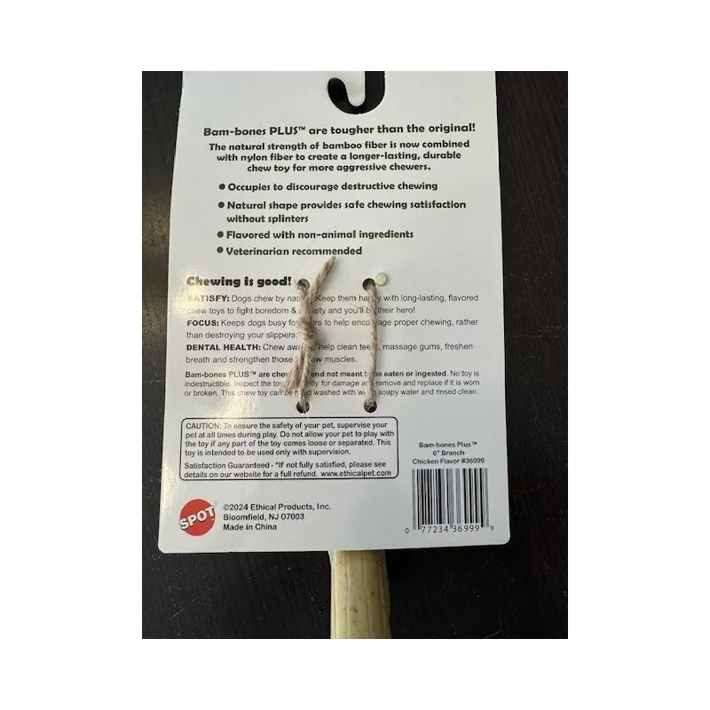 Spot NEW SPOT BAM-BONES BAMBONES BAMBOO 6" BRANCH DURABLE DOG
