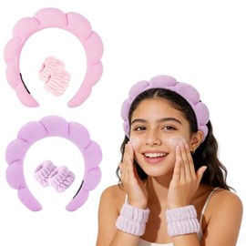 6 Piezas Diademas Skincare para Mujer, Muñequeras Skincare, Suave y absorbente de Skincare Cabello Diademas, Diadema Spa Para el Cuidado de la Piel, Desmaquillaje, Ducha etc (Luz, General)