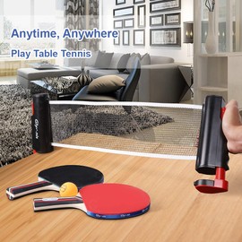 Glymnis Ping Pong Paddle Set with Retractable Net Table Tennis Rackets Set Attach to Any Table Surface Indoor or Outdoor Play