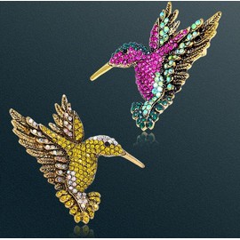 Hummingbird Brooch Pins for Women Fashion Bird Pins Elegant Rhinestone Crystal Women's Brooches Pin Unique Bird Costume Jewelry (Yellow)