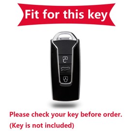KUNIO Keyless Key Case Suitable for VW Touareg 2018 2019 2020 2021 2022 Key Cover Zinc Alloy Key Protector Key Fob 3 Buttons A Black, A Black