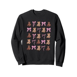 Preppy Bears Pink Bows Coquette Girly Aesthetic Sweatshirt