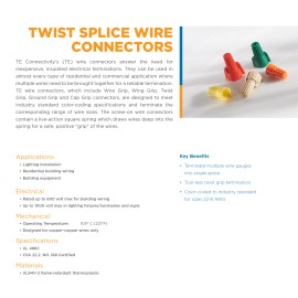 TE Connectivity Lot 500pcs TE Wire Connectors, Twist-on Splice 22-10 AWG, Yellow Nuts