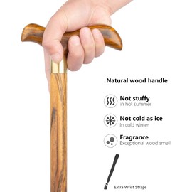 Handmade Ergonomic Walking Cane for Men and Women,All Occasion Portable Collapsible Walking Cane,Replaceable Handle Stylish Wood Canes for Seniors(36 Inch)