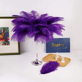 Soarer Purple Ostrich Feathers Bulk - 30pcs 8-10 inches for Wedding Party Centerpieces, Home Decorations and DIY Crafts(Purple)