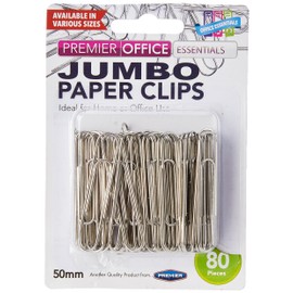 Premier Stationery H2749153 50 mm Jumbo Paper Clips (Pack of 80)