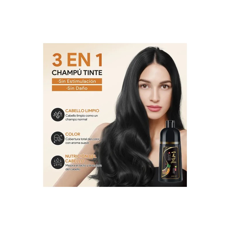 Shampoo Tinte Instantáneo Cubre Canas 3en1 Natural Jengibre