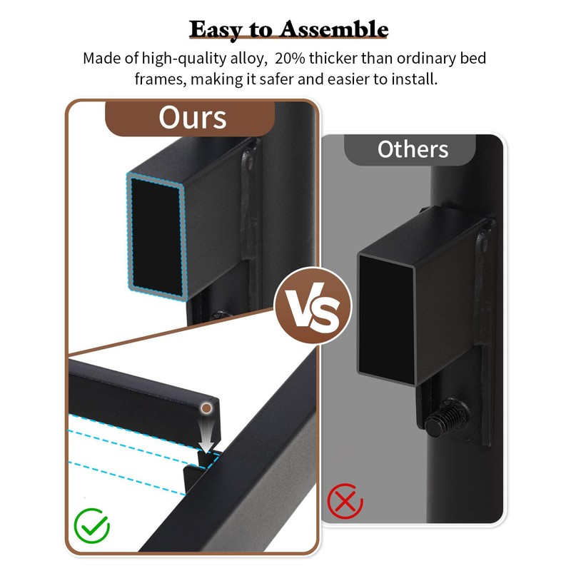 Metal Platform Bed Frame with Arched Headboard, Sturdy Heavy Duty