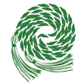 Leislam Emerald Green and White Graduation Honor Cord with Tassels for 2025 Ceremony