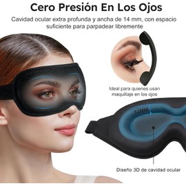 Kit de Sueño Profundo, Antifaz para Dormir 3D 100% Oscuridad + Gorro de Dormir Antifrizz + Tapones, Máscara Ergonómica y Gorro de Seda para Cabello Rizado, Ideal para Viajes, Avión y Meditación