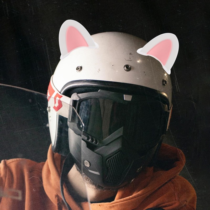 HOMSFOU Motorcycle Helmet Cat Ear Accessories 3 Pairs Self-Adhesive Kitten