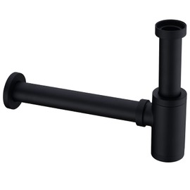 DIKUROOMS Bottle Trap 1 1/4 Round Bottle P-Trap Decorative Lavatory Basin Sink Waste Traps Drain Tube Kit Adjustable Height，Matte Black